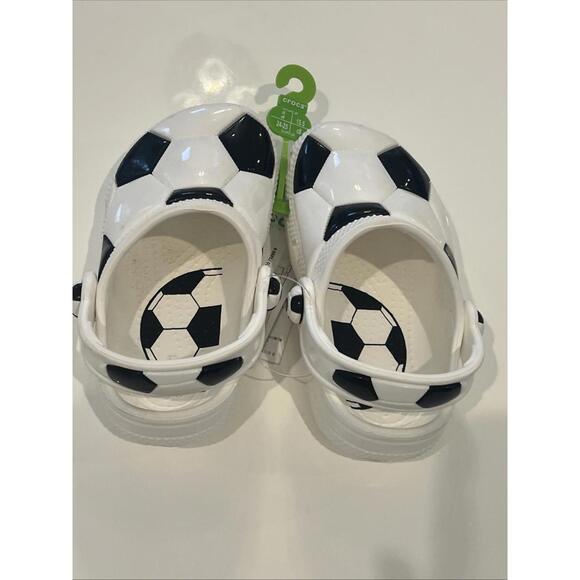 Crocs Little Kids Size C8 Soccer Clogs White Black - Picture 8 of 9